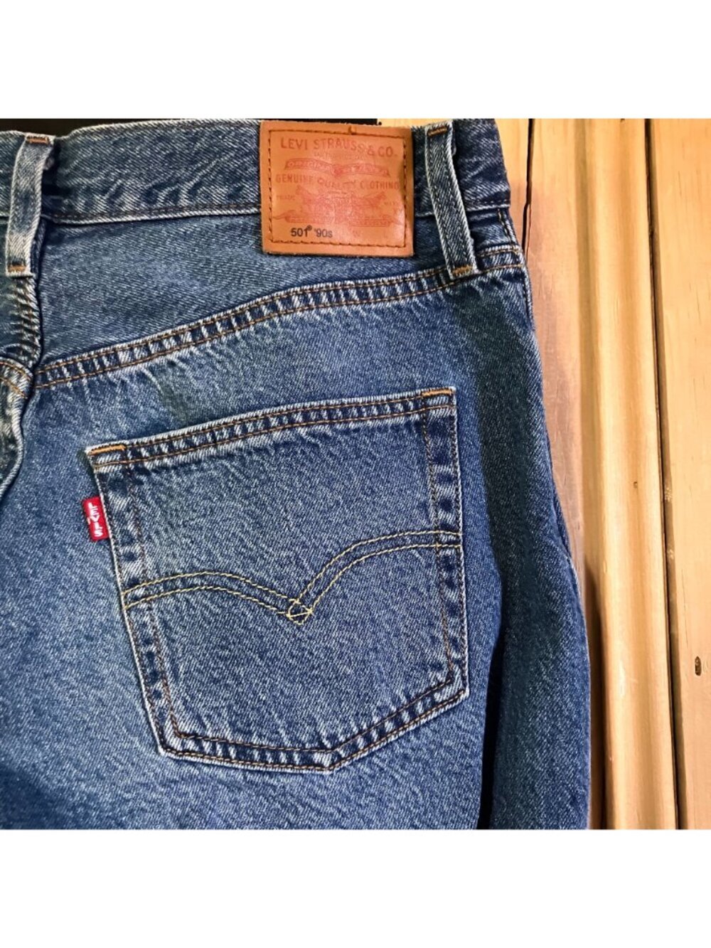 Levi's 501 Womens 90s Fit Premium Big E Straight Jeans Size 32x30 Blue AN EXC - Picture 3 of 12
